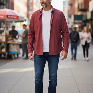 Marc Anthony Luxury Fabric Slim Fit Button Up Shirt Men's XXL Long Sleeve Red